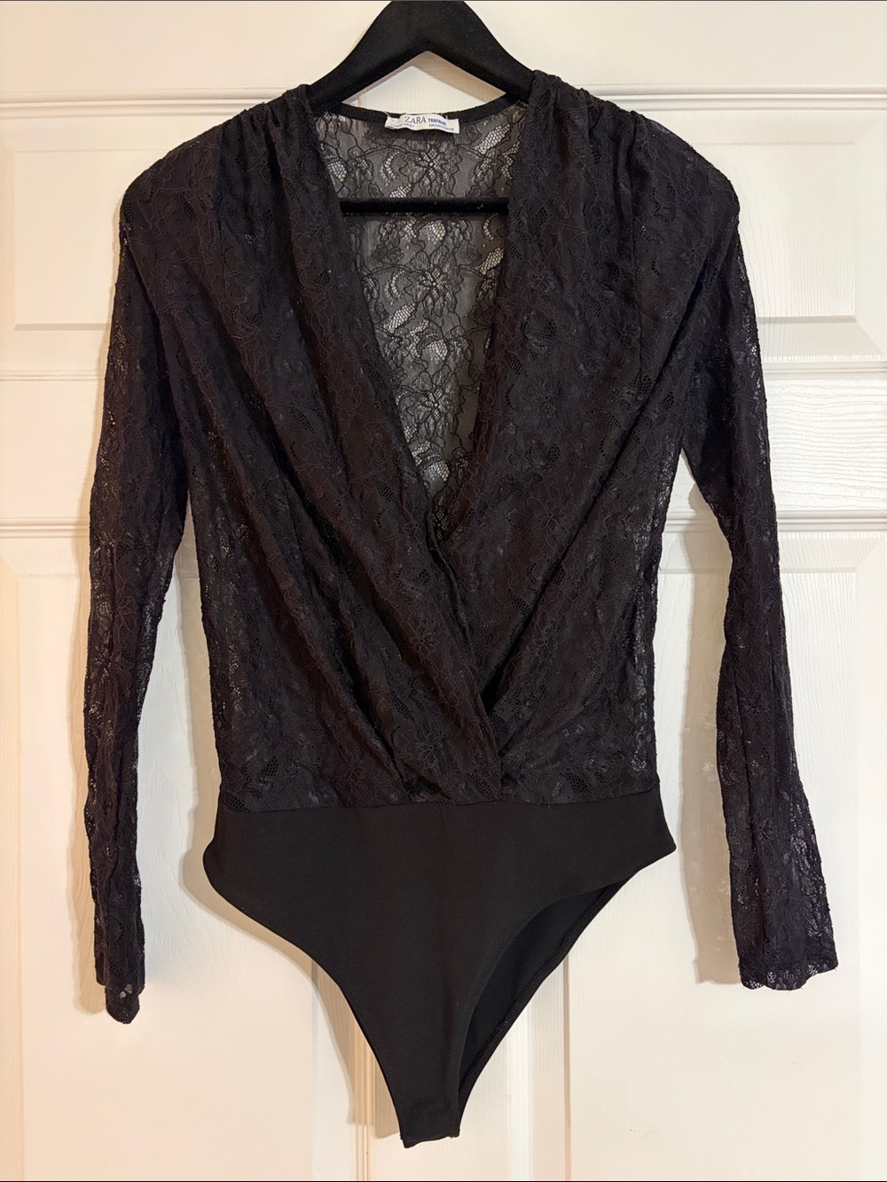 Zara Black Lace Long-Sleeve Bodysuit